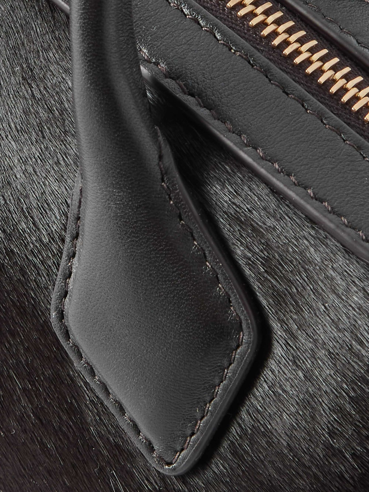 Leather-trimmed Leopard-print Calf Hair Clutch