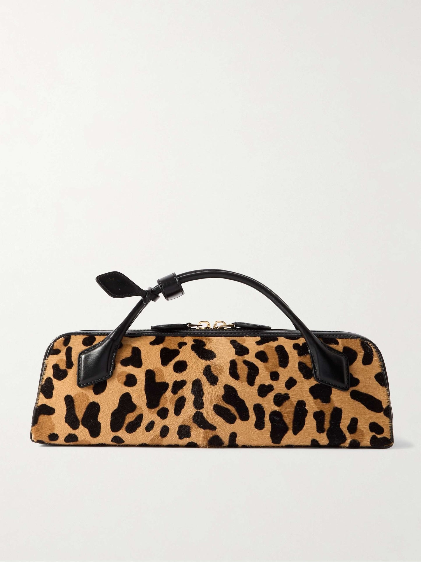 Leather-trimmed Leopard-print Calf Hair Clutch