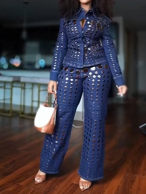 Studs Everywhere Relaxed Denim Suits