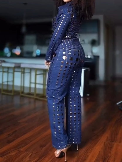 Studs Everywhere Relaxed Denim Suits
