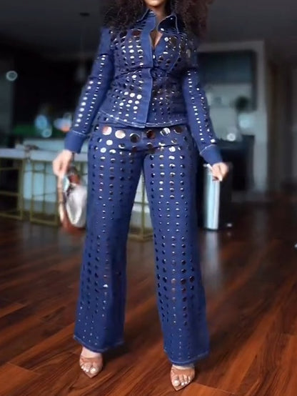 Studs Everywhere Relaxed Denim Suits