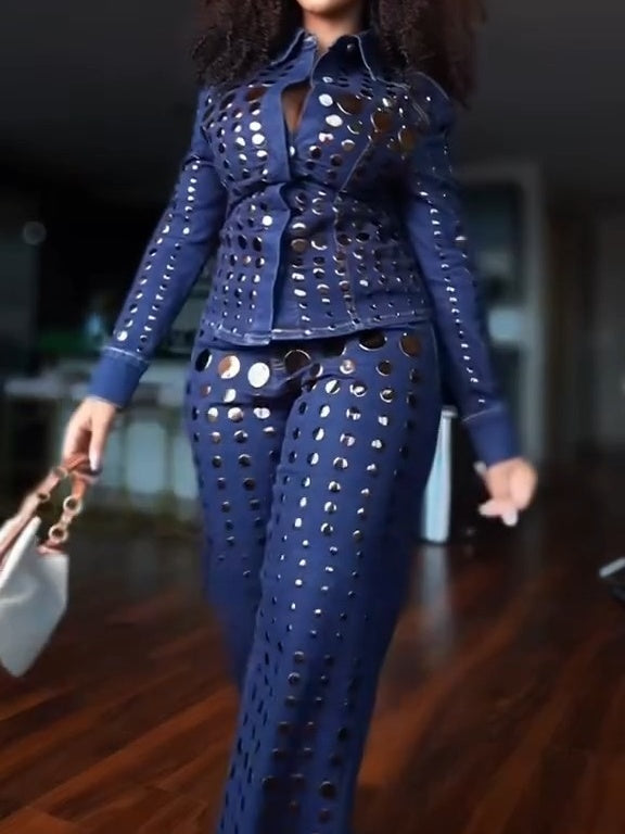 Studs Everywhere Relaxed Denim Suits