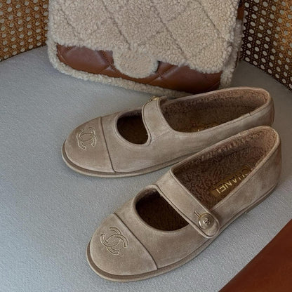 Double-c Shearling Flats