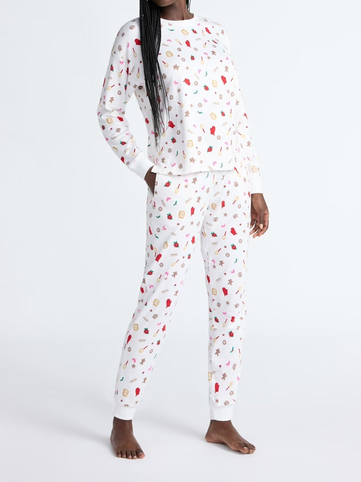 Knit Long Sleeve Top And Joggers Pajama Set