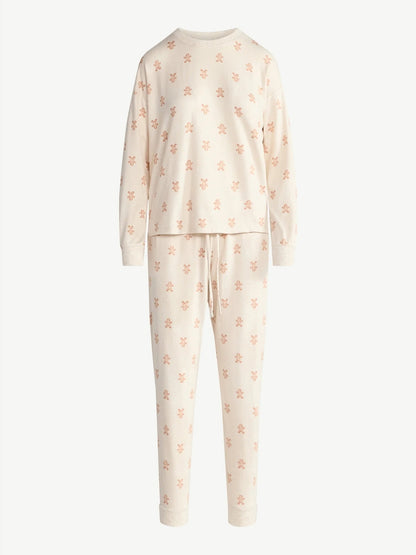 Knit Long Sleeve Top And Joggers Pajama Set