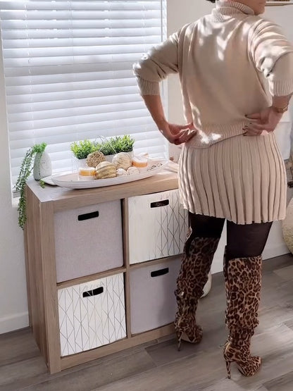 Long Sleeve Oversized Pullover Sweaters And Pleated Mini Skirt