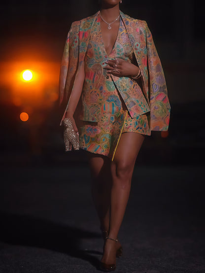 Multicolored Jacquard Three Pieces Set