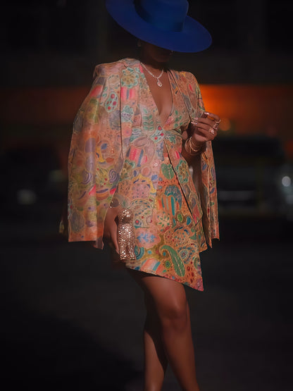 Multicolored Jacquard Three Pieces Set