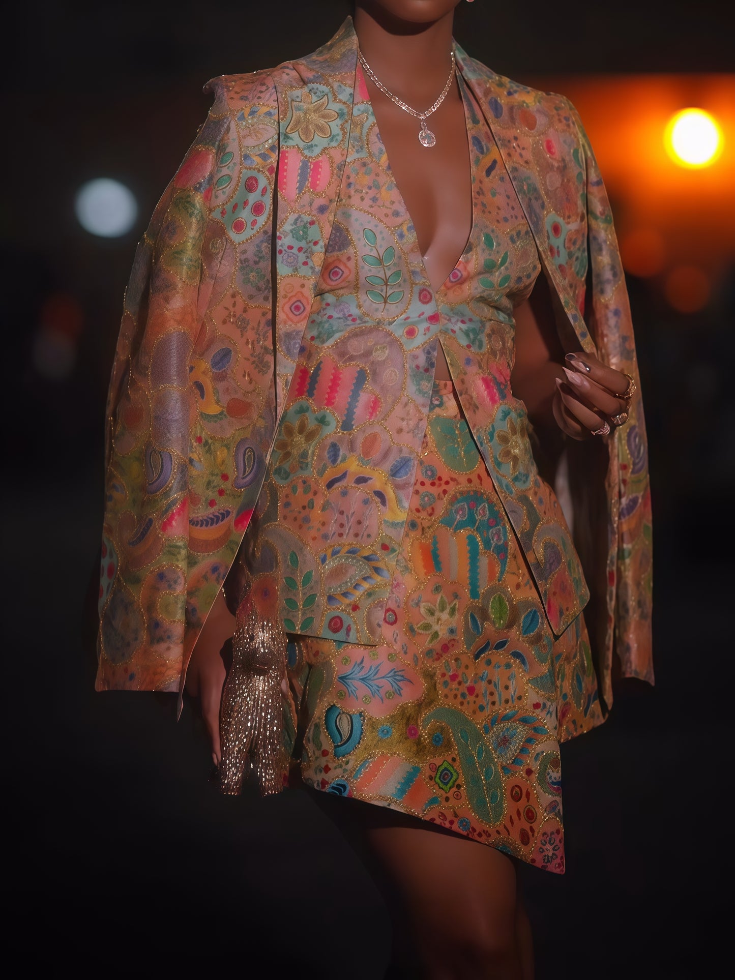 Multicolored Jacquard Three Pieces Set