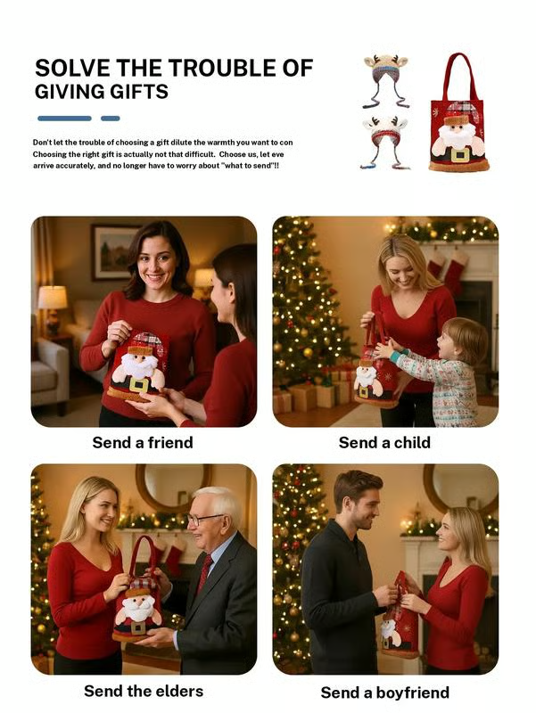 Original Festive Antler Hat – Windproof Ear Protection, 2-in-1 Hat/Handbag & Ideal For Family Christmas Outings