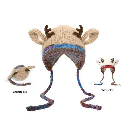 Original Festive Antler Hat – Windproof Ear Protection, 2-in-1 Hat/Handbag & Ideal For Family Christmas Outings