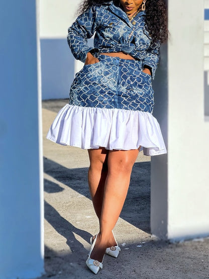 The Crystal Denim Majesty Skirt Set