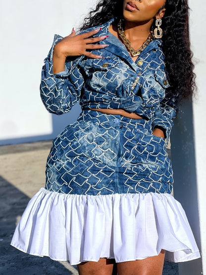 The Crystal Denim Majesty Skirt Set