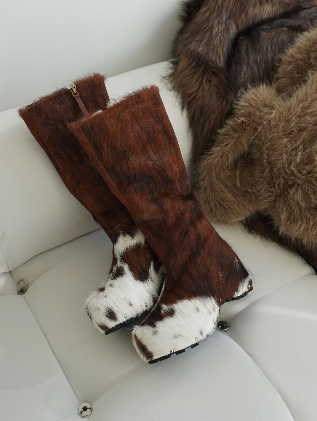 Luxury Calf Hair Women’s Knee-High Boots