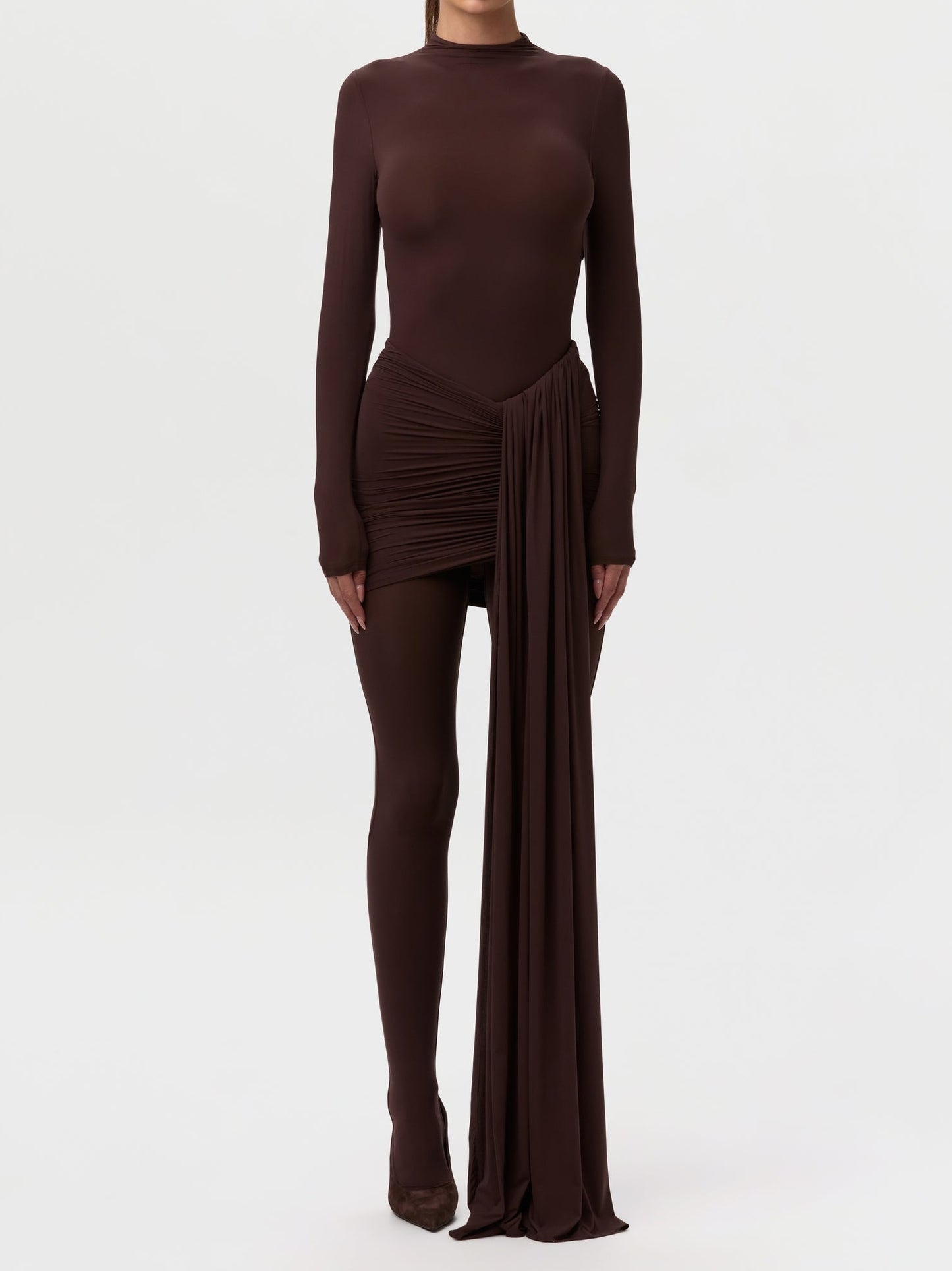 Naked Ruched Drape Mini Skirt