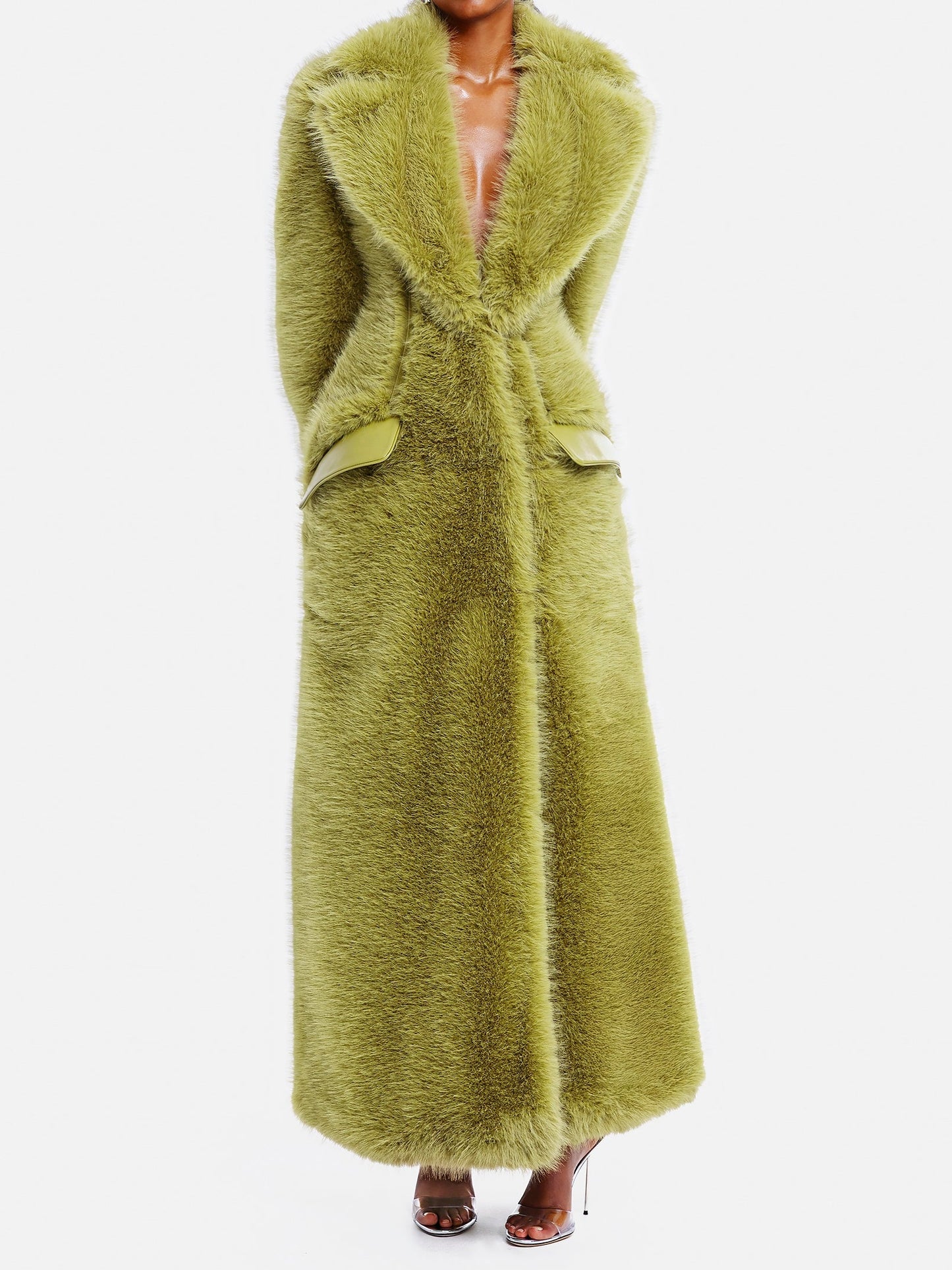 Green Fur Super-Long Coat