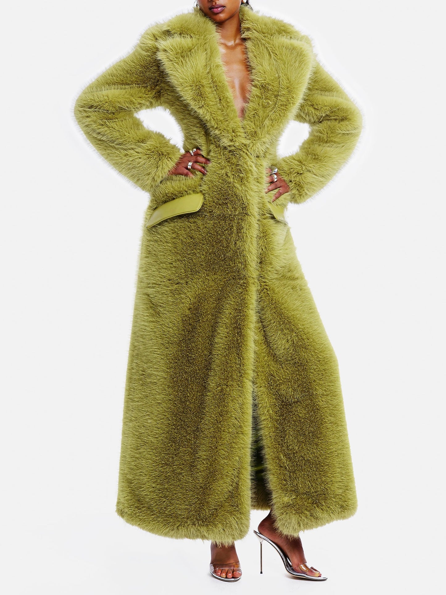 Green Fur Super-Long Coat