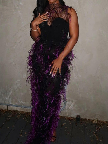 Luxury Feathers Corset Gown