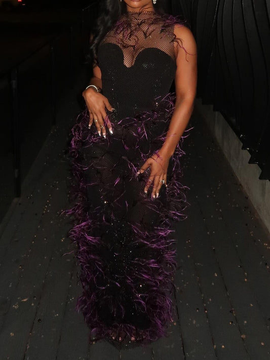 Luxury Feathers Corset Gown