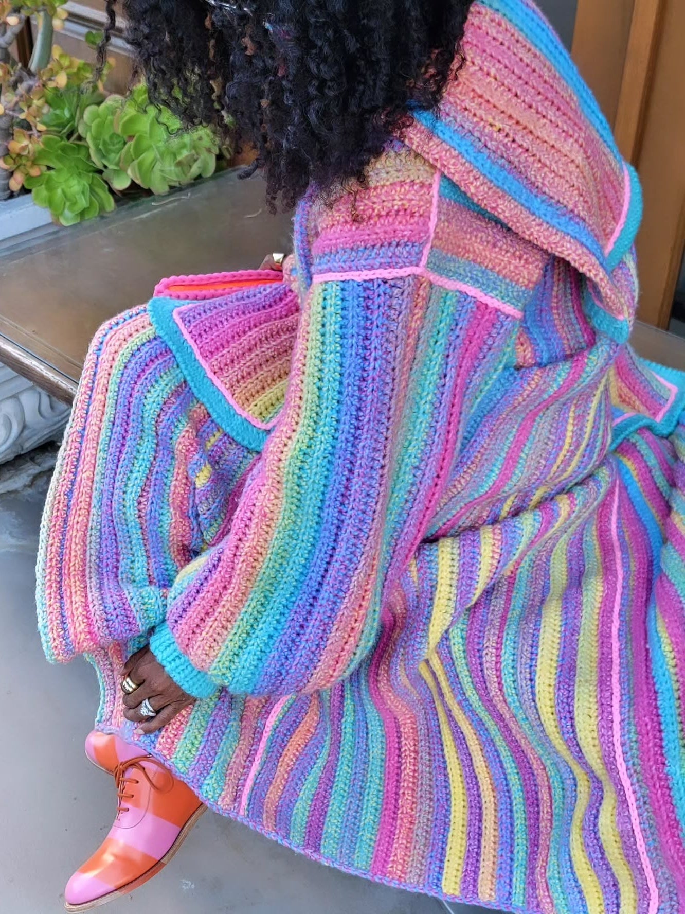 Rainbow Striped Open Front Long Sleeve Cardigan