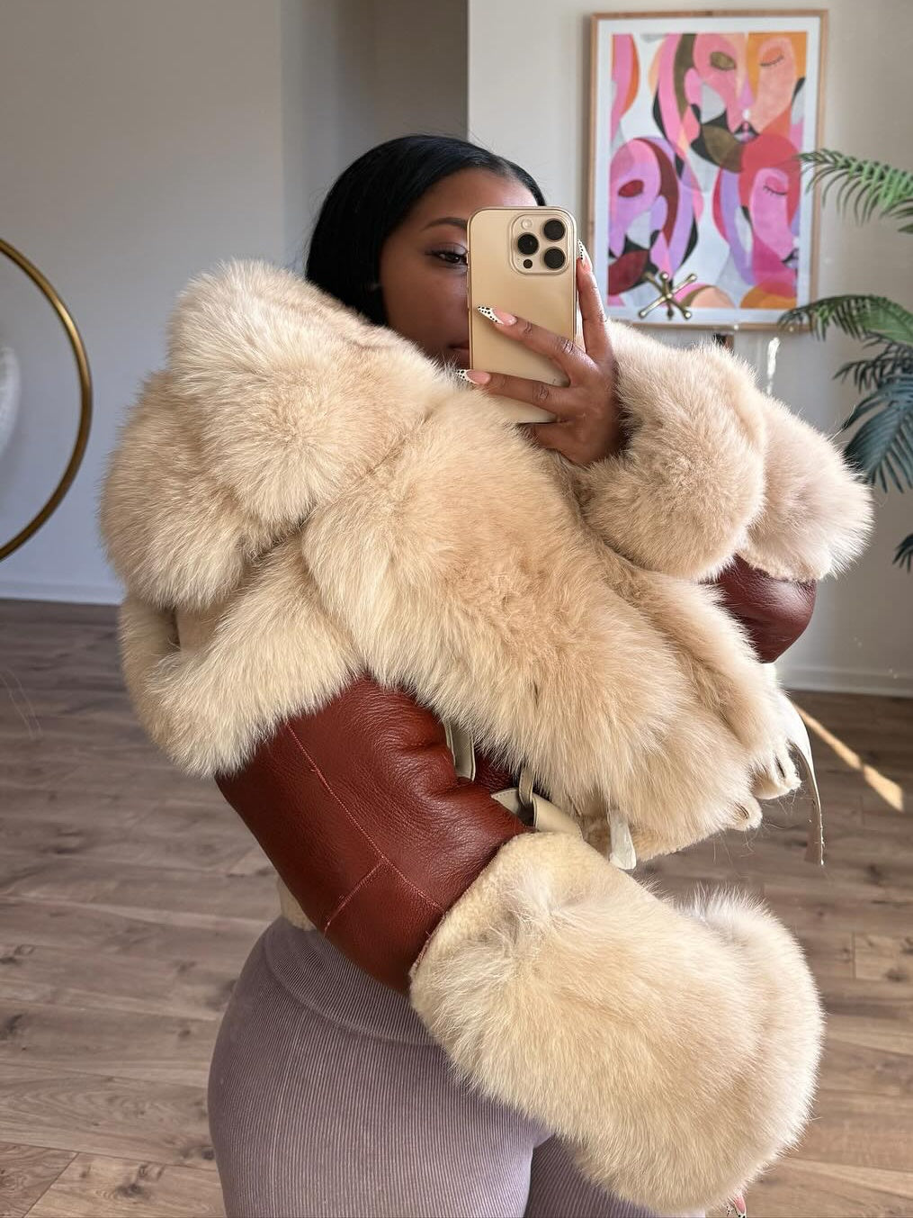 Lambskin Silver Fox Cropped Shearling