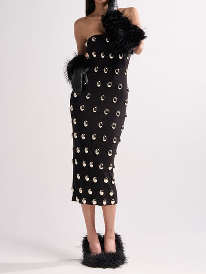 Metal Detailing Midi Dress