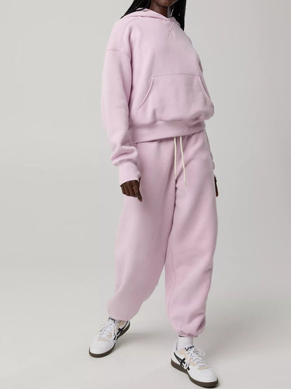 Long Sleeve Hooded Sweatshirt And Elastic Waist Sweatpants