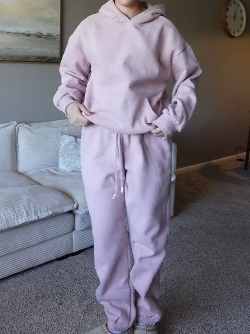 Long Sleeve Hooded Sweatshirt And Elastic Waist Sweatpants