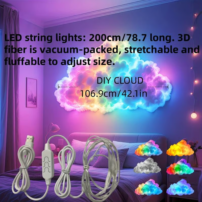157.48 In LED Cloud Light With Music Rhythm☁️DIY