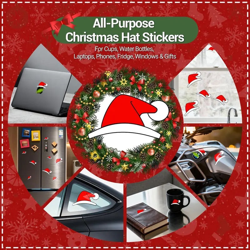 Waterproof Santa Hat Christmas Stickers