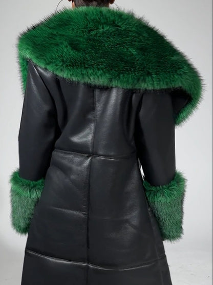 Green Fur Trim Trench