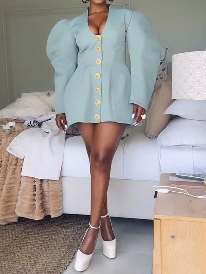 Cocoon Sleeve A Line Blazer Dress