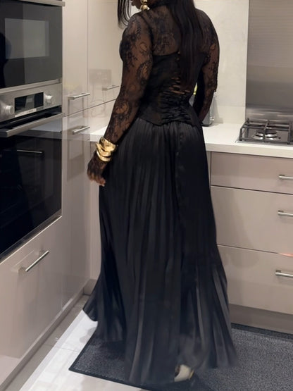 Chantily Lace Corset Pleated Dress