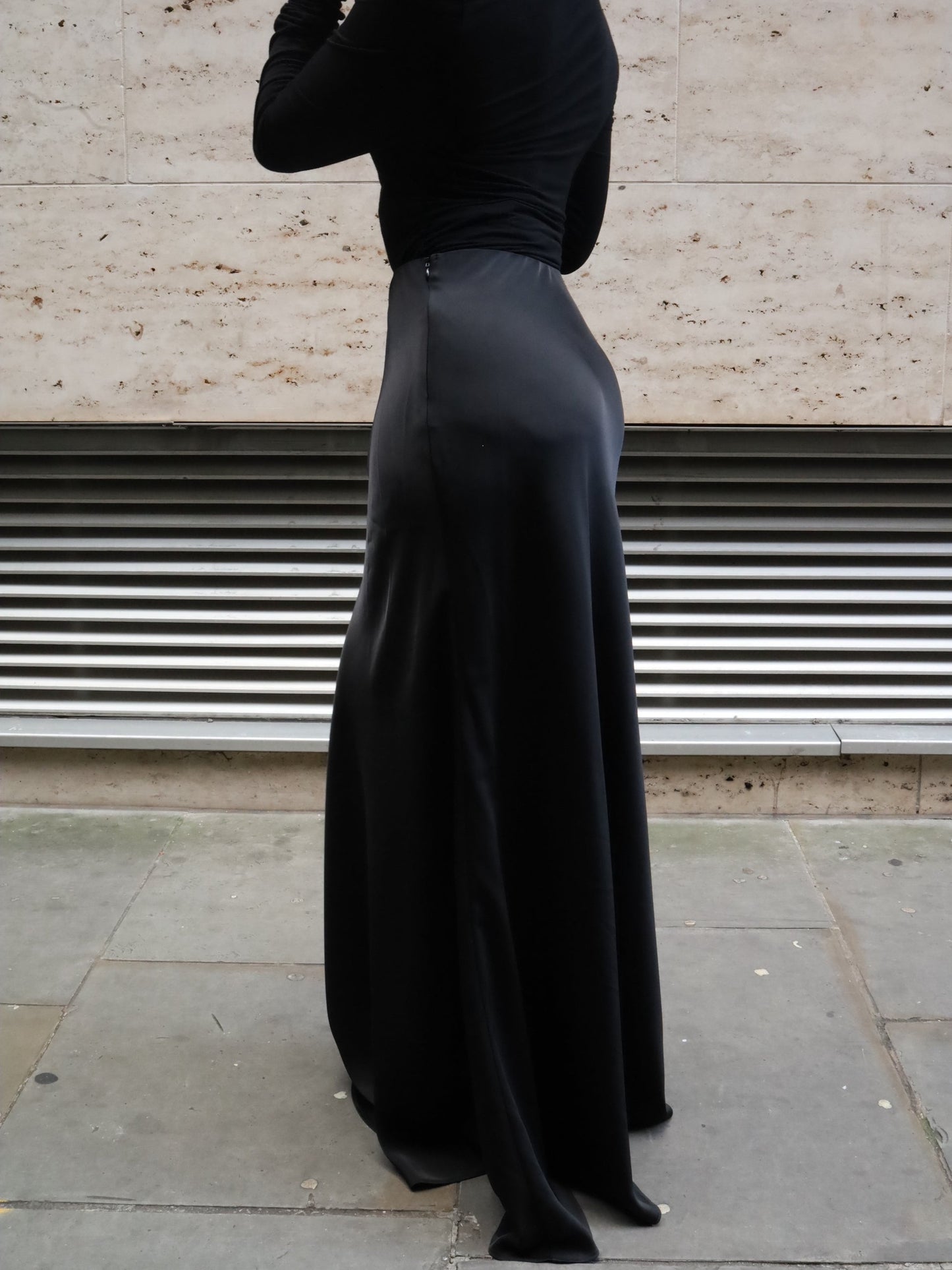 Autumn Bias Cut Satin Maxi Skirt