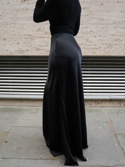 Autumn Bias Cut Satin Maxi Skirt
