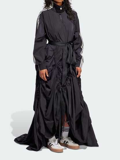 Zippered Waist-Cinching Sporty Maxi Dress