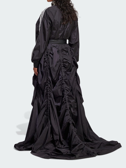 Zippered Waist-Cinching Sporty Maxi Dress