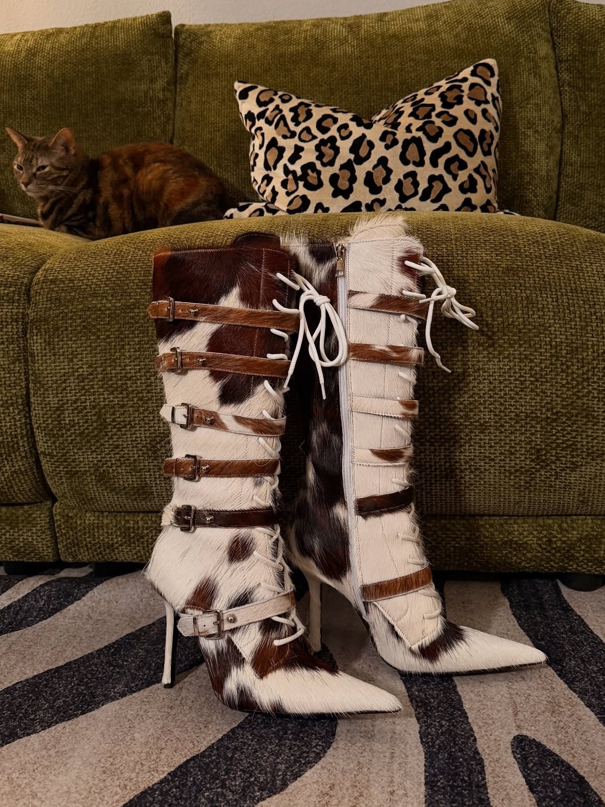 Horsehair Knee High Boots