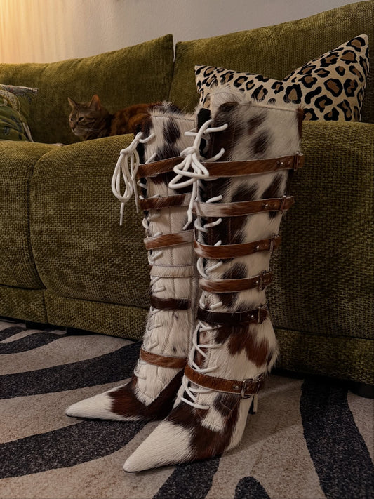 Horsehair Knee High Boots
