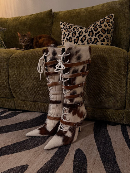 Horsehair Knee High Boots