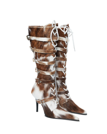 Horsehair Knee High Boots