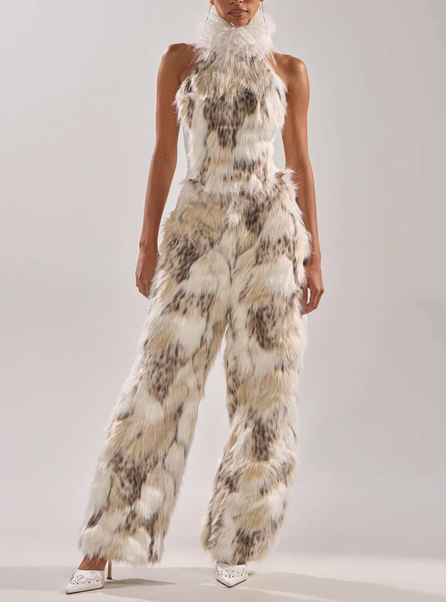 Flintstones Mock Neck Fur Top Fur Pants Set