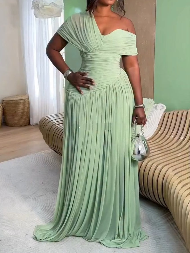 Drape Sage Gathered Maxi Dress