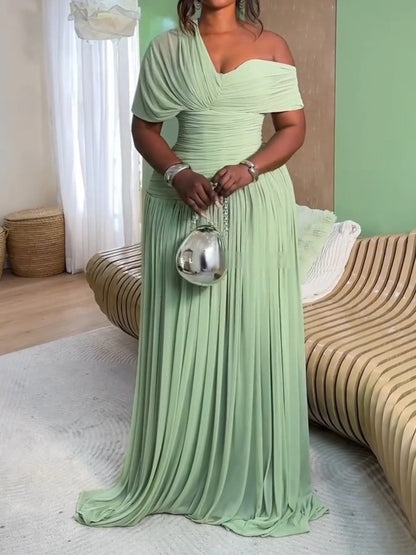 Drape Sage Gathered Maxi Dress