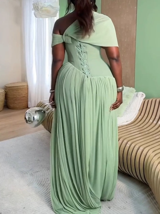 Drape Sage Gathered Maxi Dress