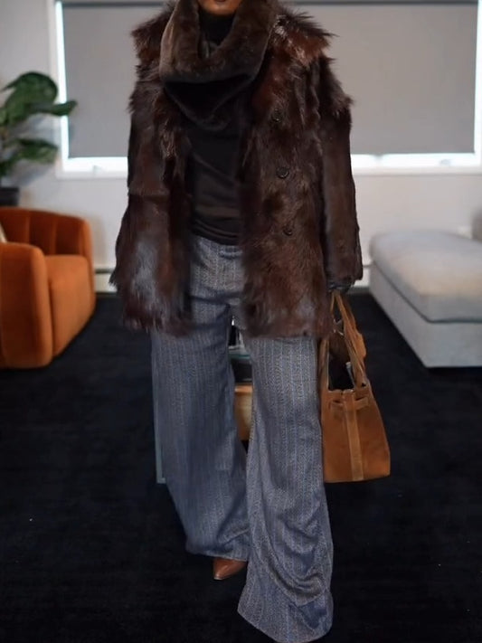 Nerola Funnel Neck Fur Coat