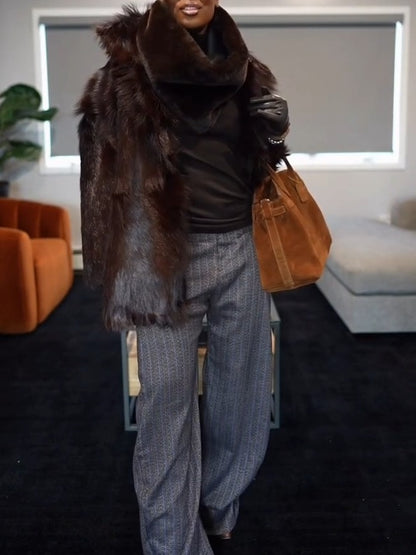 Nerola Funnel Neck Fur Coat