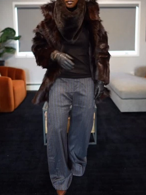 Nerola Funnel Neck Fur Coat