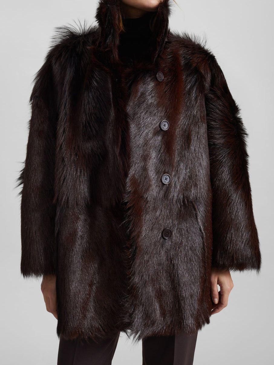 Nerola Funnel Neck Fur Coat