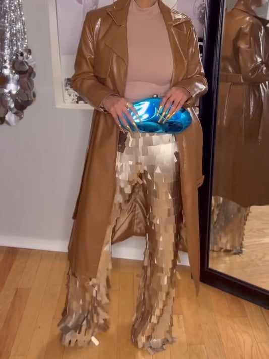 Gold Sequin Fringe Trouser